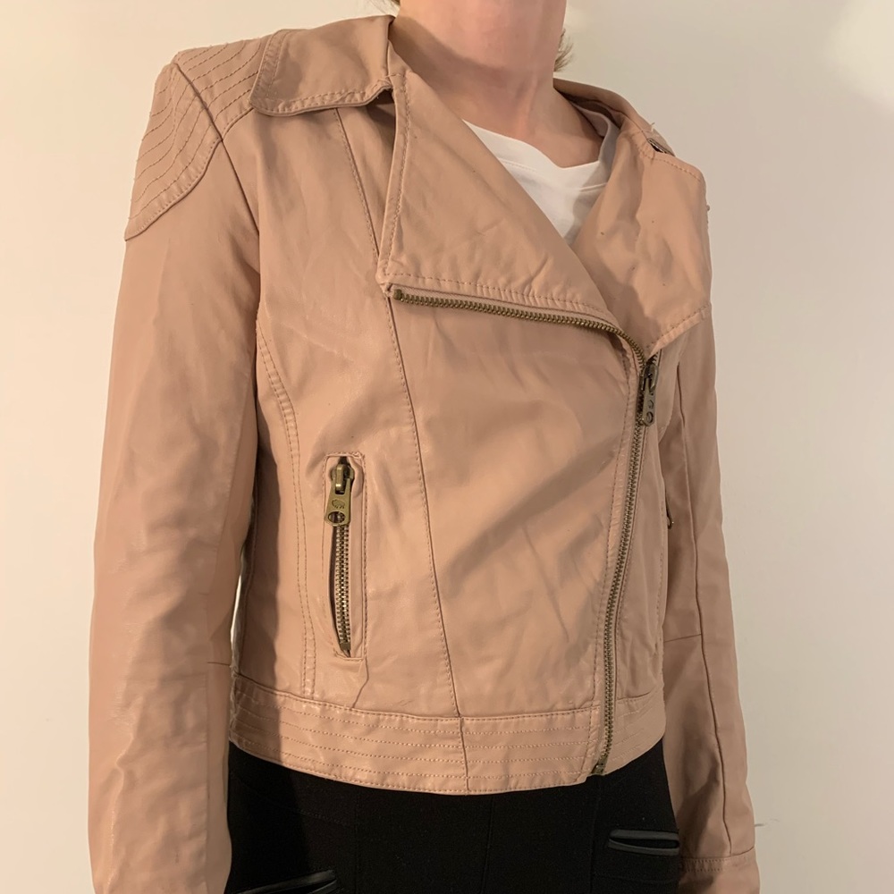 Pale pink faux leather jacket